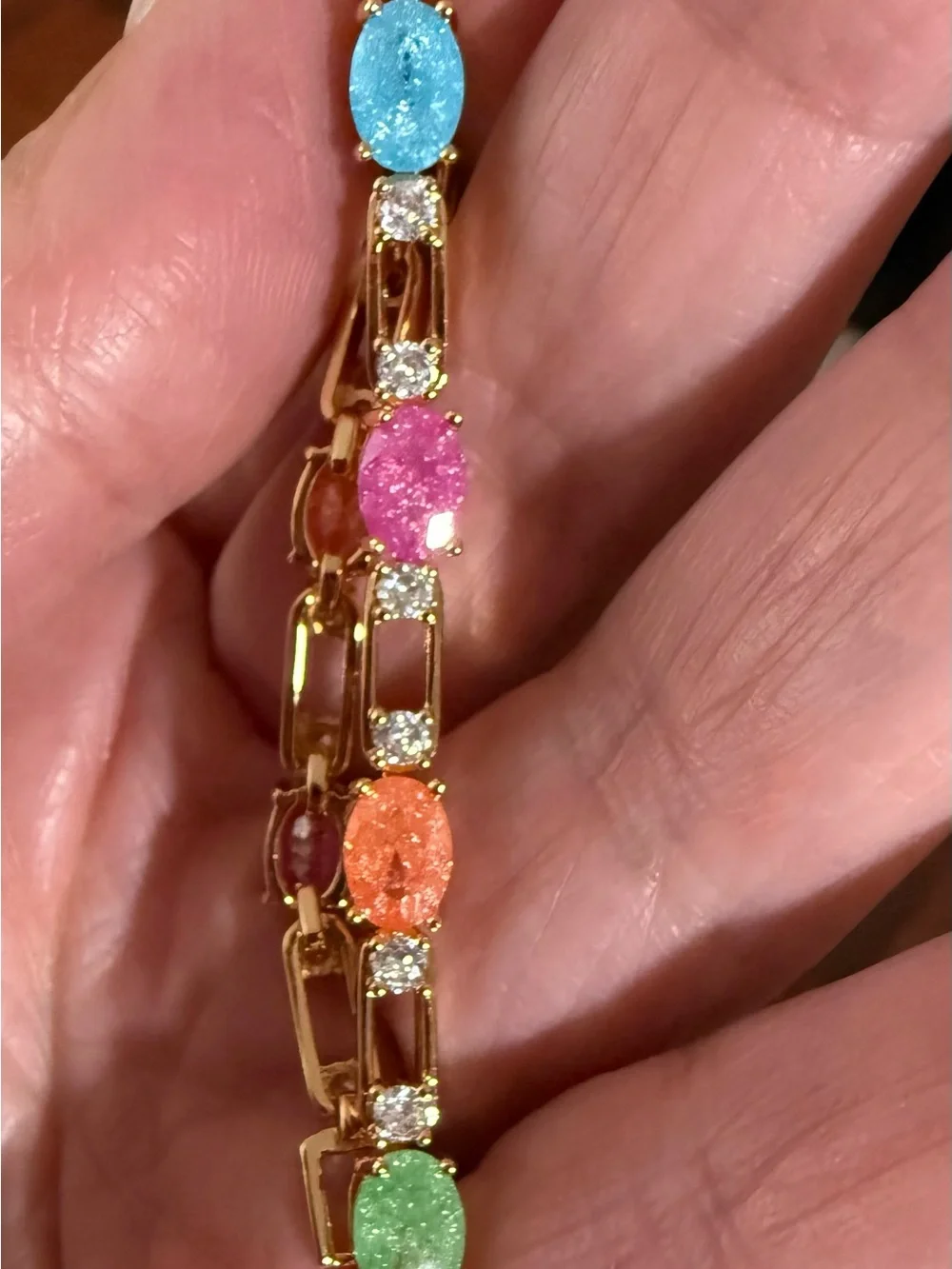 PBJ Rose Gold-Filled “Candy” Oval Gemstone Link Bracelet *NEW